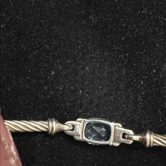 David yurman Elegant Silver and Blue topaz with diamonds Women's Bracelet size S - Picture 3 of 4